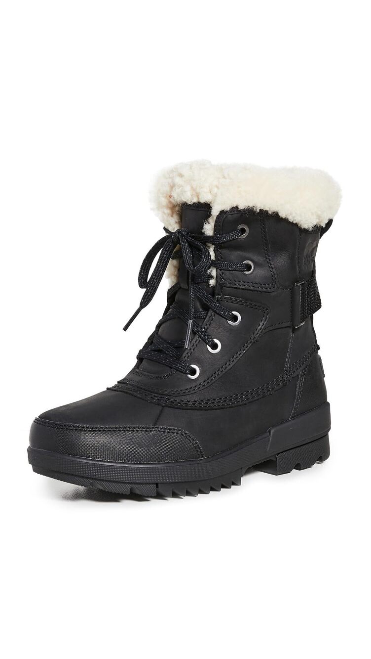 SOREL TIVOLI IV PARC WATERPROOF WOMEN'S BOOTS - BLACK, SEA SALT - SIZE 7